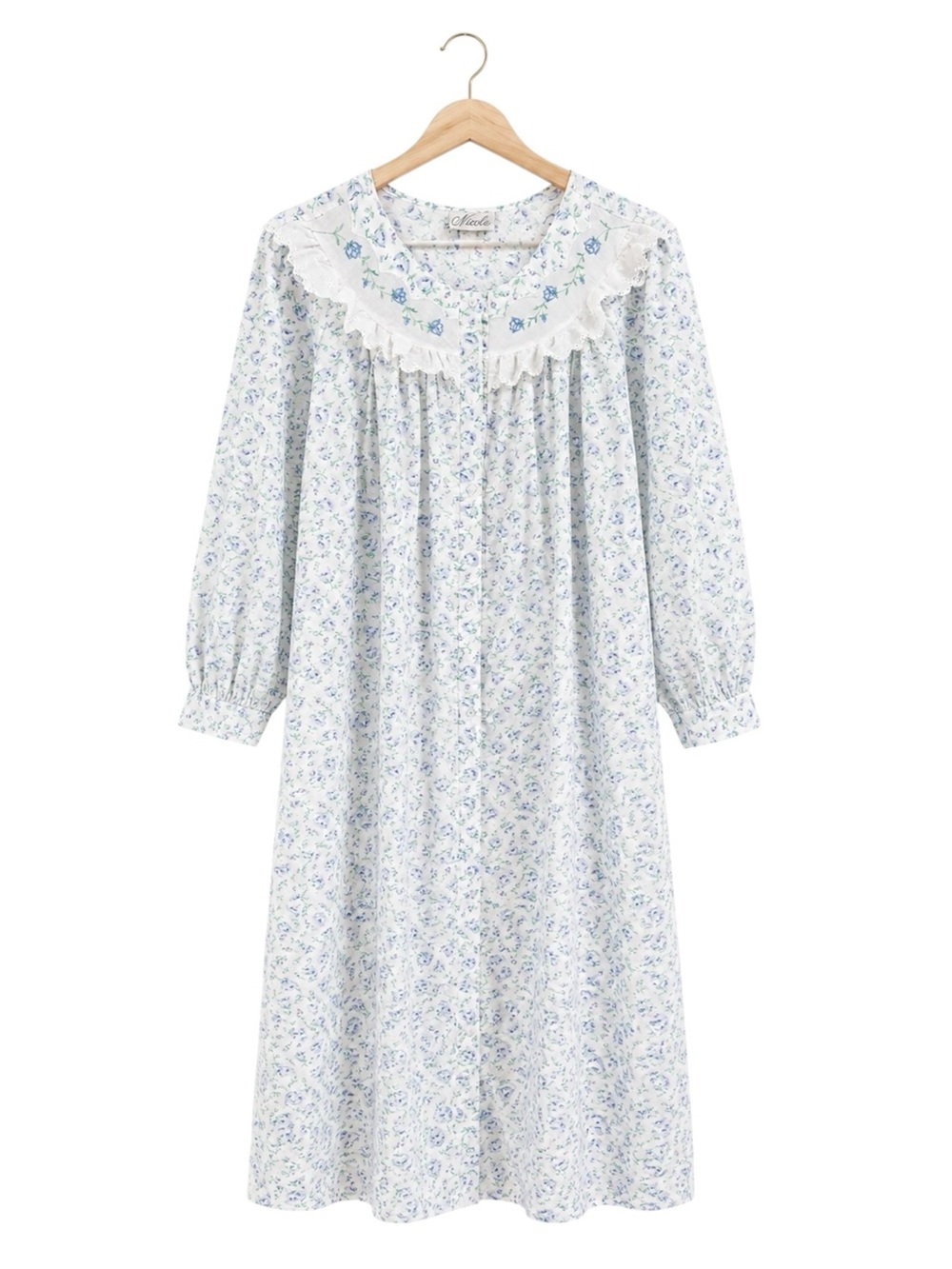 Vintage Nicole Floral Prairie Nightgown Dress Cottagecore Lace Ruffle Medium